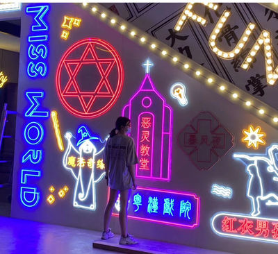led霓虹灯发光字ins背景墙酒吧装饰网红造型打卡户外广告招牌定制